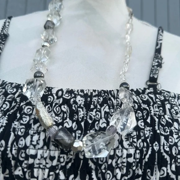 Black and White Smocked Midi Dress - Picture 10 of 10